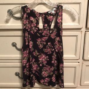 Navy floral tank